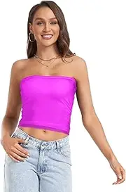 [ODAWA] Mallow Women Tube Top Strapless Bra Bandeau Tube Top Women's Casual Stretchy Tube Tops, Small