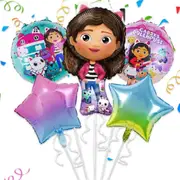 5pcs Gabby's Cat Theme Foil Balloon Set - kids Girls Birthday Party Decorations