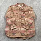 Wrangler Women's Southwestern Aztec Button Up Shacket Shirt Size M Tan Pink