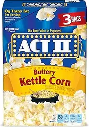 ACT II Buttery Kettle Corn Microwave Popcorn, 3-Count, 2.75-oz. Bags (Pack of 12)