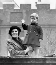 Prince Charles waving crowd from wall Clarence House London Fi- 1950 Old Photo