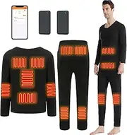 [IMYOGI] Cozy Heating Underwears with Battery, Men Electric Thermal Base Layer 3 Heating Level Smart APP Control for Hunting