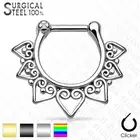 Tribal Fan Design 316L Surgical Steel Septum Clicker Nose Ring 16g