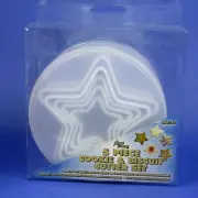 STARS COOKIE & BISCUIT CUTTER 5 PC SET WITH CASE CUTS STRAIGHT & FLUTED NEW