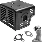 Sutmorly Muffler Exhaust Kit Assembly Fits Honda GX340 GX390 GX420 11HP 13HP 16HP Harbor Freight 420 Engine Water Pump Snowblower Pressure Washer with Head Shield Manifold and Two Gaskets, No nuts