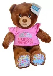 Build A Bear Happy Birthday Teddy Bear Brown W/Pink T-Shirt Stuffed Plush NWT