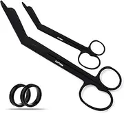 Medical Nurse First Aid Bandage Scissors Set Large Ring Trauma Scissors Set J2 Stainless Steel 8.5 and 5.5 Inch (Black)