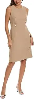 [Anne Klein] Women's Waist Tab W/Button Sheath Dress