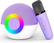 Mgaolo Mini Karaoke Machine for Kids Adults,Portable Bluetooth Speaker with Wireless Microphone, Gift Toys with MP3 Player for Boys Girls 3-12 Year Old Birthday Family Home Party Present (Purple 1mic)