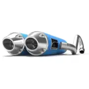 HMF Performance Octane Blue Dual Full System Exhaust Euro Cap Renegade 1000