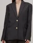$435 Loulou Studio Women's Black Bambo Linen Blazer Size S