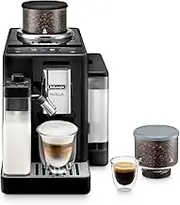 De'Longhi Rivelia Fully Automatic Coffee Machine EXAM440.55.B, Bean Adapt Technology, Interchangeable Bean Hopper, Automatic Milk Frother, 16 Recipes, Colour Touch Display, Black