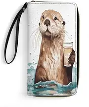 [BFGWK] Large Wallet Novelty Sea Edtt Printing Long Wallet With Zipper Leather Wallet Suitable For Both Men And Women, style, 19.7x10.5cm, Style, 19.7x10.5cm, 现代