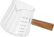 Glass Milk Creamer Jug Wave Shaped Creamer Coffee Milk Creamer Frothing Pitcher with Wood Handle Pitcher Syrup Pourer Espresso Shot Glass Baking Measuring Cup