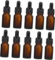 PLAFOPE 10pcs Tea Color Refillable Empty Bottles with Dropper Essential Oil Perfume DIY Supplies for Travel and Aromatherapy Use Durable and Reusable Containers