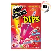 6x Packs Pop Rocks Dips Sour Strawberry Popping Candy With Lollipop | .63oz