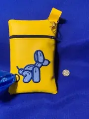 POO Bag Holder dispenser Yellow BALLOON Dog Pooping embr zipper swivel clip lg