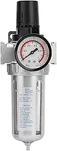 BSP 1/2" Air Filter Regulator - Air Compressor Moisture Water Trap Filter Regulator - with Mount Connection - Aluminum