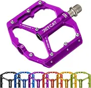 [JETCAT] Mountain Bike Pedals Flat - MTB Pedals Flat, Bicycle Pedals, Road Bike Pedals, BMX Pedals, for BMX MTN Road Gravel EBike, Specialized Parts, Adults, Aluminum Metal Stamp 9/16" Purple