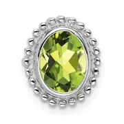 14K White Gold Oval Peridot Chain Slide