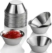 Small Sauce Cups, Stainless Steel Ramekin Dipping Sauce Cup, Commercial Grade Individual Round Condiment cups (24 of 1.5 oz.)
