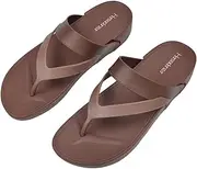 [Harssidanzar] Womens Flip Flops, Sandals for Women, Outdoor Soft Sandals for Summer Beach, HL203UK, Brown, 5.5 UK