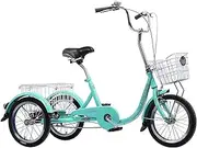 Three Wheel Bike, 16 Inch Adult Tricycle Trike Bike Cycling Pedal 3Wheel+Shopping Basket Comfort Bicycles Small & Light Outdoor Sports Cycling Pedalling