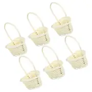 6pcs Home Flower Girl Basket Small Woven Gift Basket Basket With Handle Basket