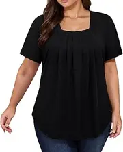 [Generic] Summer Tops Short Sleeve Tops Going Out Soft Plus Size Workout Tshirts, Black, 3X-Large