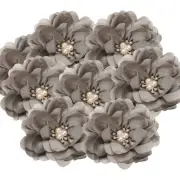 3.15 in Rhinestone Chiffon Flower, 10 Pcs Fabric Appliques, Gray