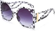 [Zingtsing] Trendy Large Frame Sunglasses UV400 Protection Women Men Resin Frame Goggles Sunglasses