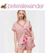 Peter Alexander Ladies PJ Pyjamas Satin Shortie Set (Medium) Nougat/Pink