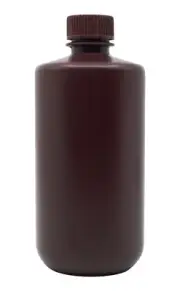 Eisco Labs 1000ml Amber Reagent Bottle, Narrow Mouth with Screw Cap - HDPE
