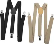 [COMPUKAS] 2pcs Adjustable Y-back Suspenders Unisex Elastic Braces for Pants and Stylish Design and for Men and Women Versatile for Any Occasion