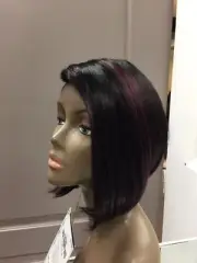 Hair Republic Short V Bob Fashion HD Lace Front Wig, NBS-I200, HL1Black-WINE