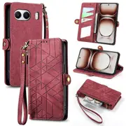 For OnePlus Nord 4 Case Zipper Wallet Geometry Lines Leather Phone Cover