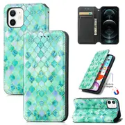 CaseNeo For Apple iPhone 12 Leather Wallet Flip Case With RFID Blocking Credit Card Holder Slots Cover - Emerald