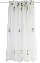 1 Panel Sheer Voile Short Valance Curtains, Home Decoration Rod Pocket Half Window Curtain Country Rustic Embroidered Window Treatments for Balcony Laundry Basement, WxL(White,200x58cm(79x23in))