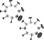 [FRCOLOR] 8 Pairs Black Earrings for Men: Titanium Steel Piercing Stud Earrings - Thin Pin Designed Pierced Ear Studs for Casual and Formal Occasions