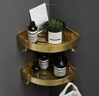 Brushed Gold Bathroom Shower Caddy Wire Space Aluminum Basket Storage Shelves