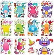 Dcuminkel Make-A-Face Stickers - 50 Sheets Kids Sticker Craft, Monster Theme Party Favor Stickers for Kids, Keep Kids Busy Activity Bulk, 10 Styles for Party School Class, Goodie Bag Idea, Gift