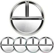 mivceklw Stainless Steel Baby Plate, Suction Divided Food Tray, Three Compartment Design Durable Reusable, Metal Serving Dish Ideal for Kids' Mealtime, 9.25 x 9.25 x 1.18 inches