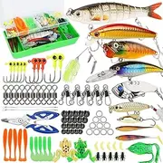 Fishing Lures Tackle Box Bass Fishing Kit Including Animated Lure,Crankbaits,Spinnerbaits,Soft Plastic Worms, Jigs,Topwater Lures,Hooks,Saltwater & Freshwater Fishing Gear Kit for Bass,Trout, Salmon.