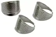 PACK OF 3 Ring Thimbles ALL STEEL Nickel-plated Easy Adjustable Size US SELLER