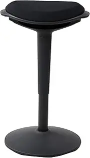 [YAMAZEN] HPSC-55(BK/BK) Lifting Chair (Supports Standing Desks), Gas Pressure Boost Type, Round Construction (Easy to Sit in Standing Position), Office Chair, Computer Chair, Easy Assembly, Black, Work