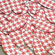 Oval Sequin 1.5" Red Silver Houndstooth Pattern Metallic