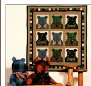 Bowtie Bears Wall Quilt Pattern Folk Art Country Scrap Fabric