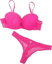 [WOFASHPURET] Women's Lace Bra Set Strappy Bra Underwear 80b Rosy Comfortable Material