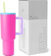 Simple Modern 40 oz Tumbler with Handle and Straw Lid | Insulated Reusable Stainless Steel Water Bottle Travel Mug Cupholder Use | Gifts for Women Men Him Her | Trek Collection | 40oz | 80s Mix
