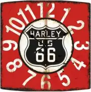 HARLEY DAVIDSON ROUTE 66 RETRO METAL LOOK CLOCK SIGN PERFECT BAR MAN CAVE